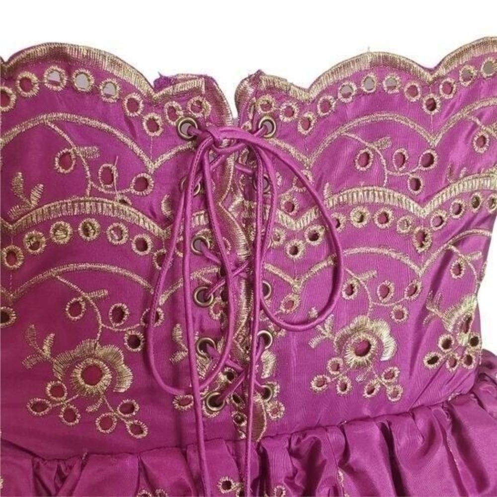 Betsey Johnson Womens Y2K Fairy Tiered Embroidered Halter Dress 2 Magenta NEW - Picture 12 of 16